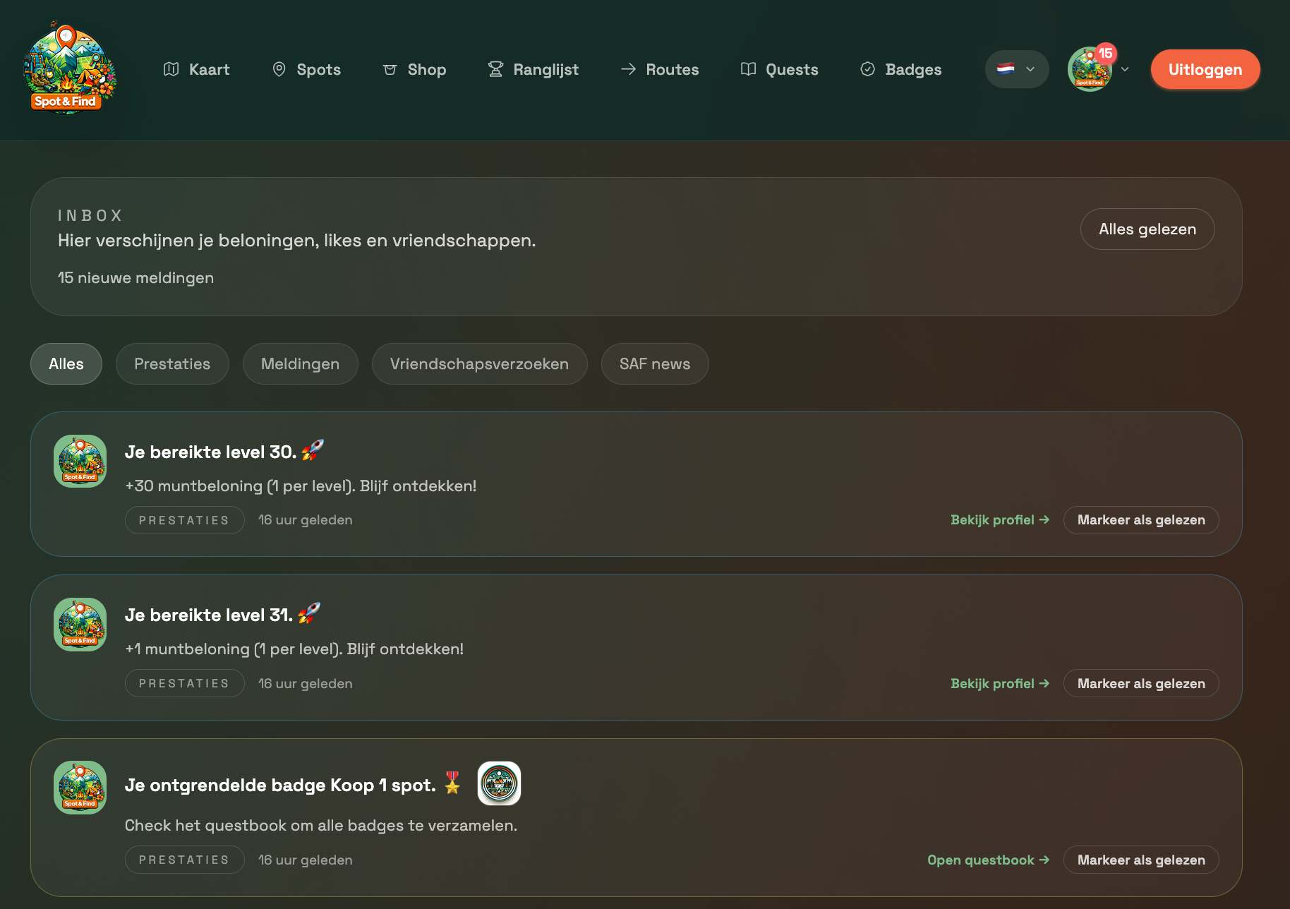 application screenshot from the inbox