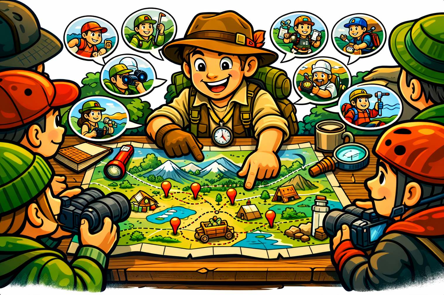 group planning an adventure