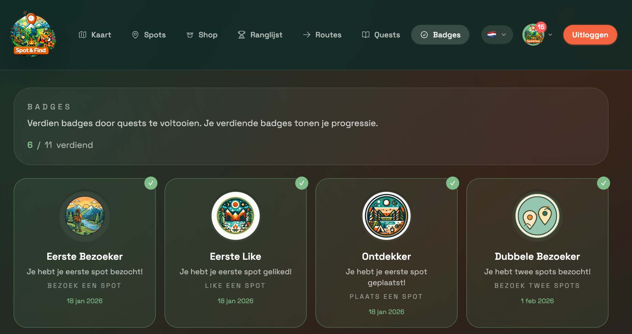 screenshot of the Spot and Find application