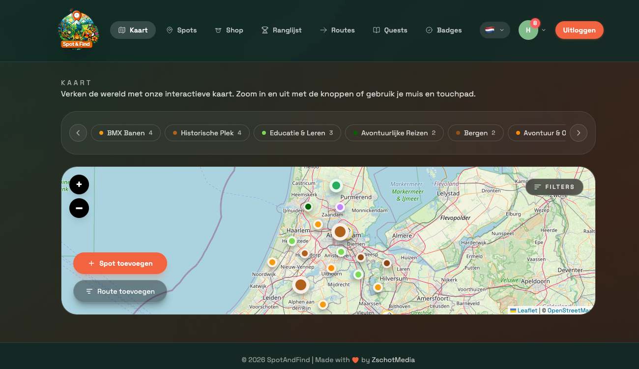 screenshot of the map from the Spot and Find application